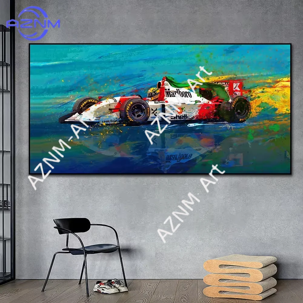 Scandinavian Simple Wall Art Ayrton Senna F1 Car Legend HD Canvas Oil Painting Poster Print Home Bedroom Living Room Decoration