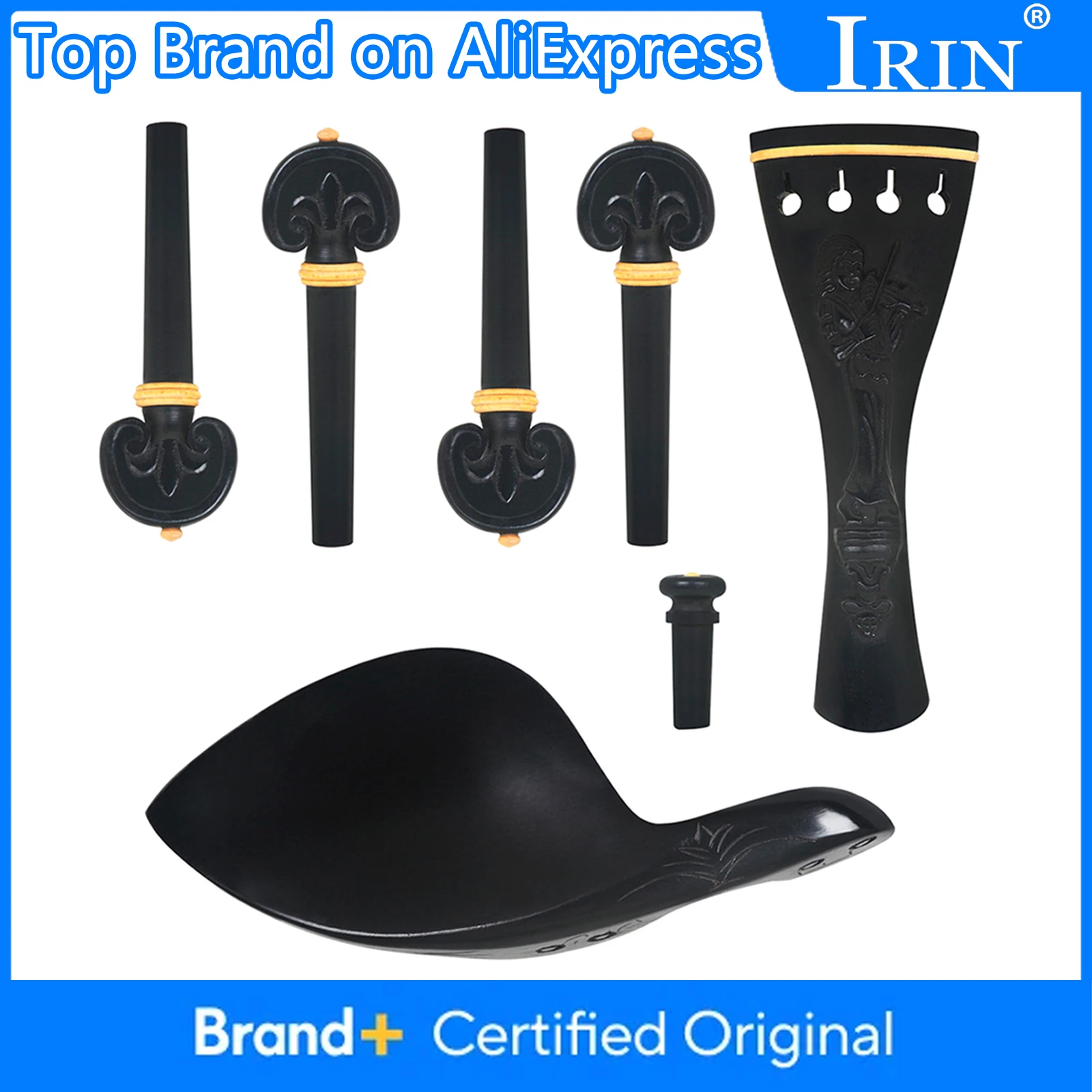 

IRIN 4/4 3/4 набор аксессуаров для скрипки из черного дерева, тонкий тюнер для скрипки, хвостовая часть, ось аккорда для ногтей, комплект струн для скрипки