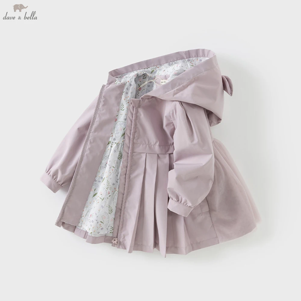 ديف بيلا الفتيات ربيع الخريف مقنعين Windtrench معطف للأطفال عادية الحلو يندبروف ملابس خارجية الاطفال الملابس DB1250262