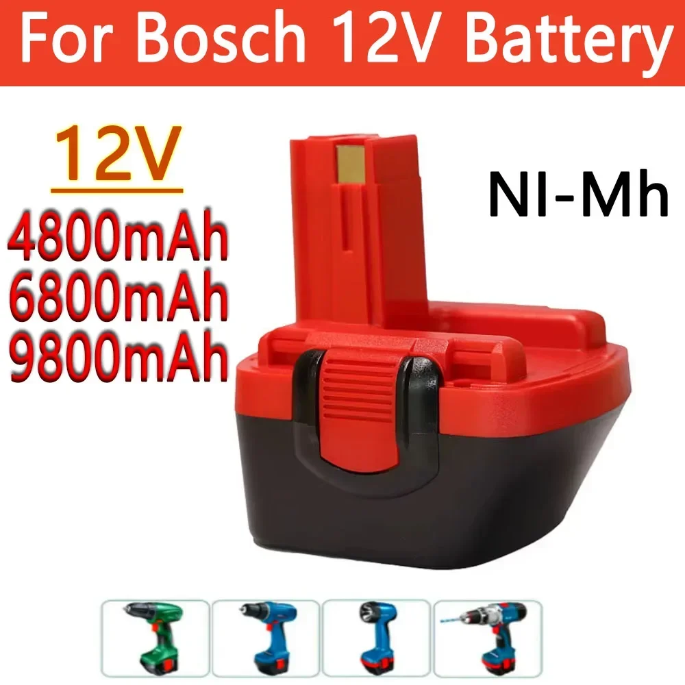 BAT043 BAT045 BAT120 4800mAh/6800mAh/9800mAh Nimh Ni-MH 12V Rechargeable Replacement Battery for Bosch 12 V Drill GSR12VE-2 PSR1