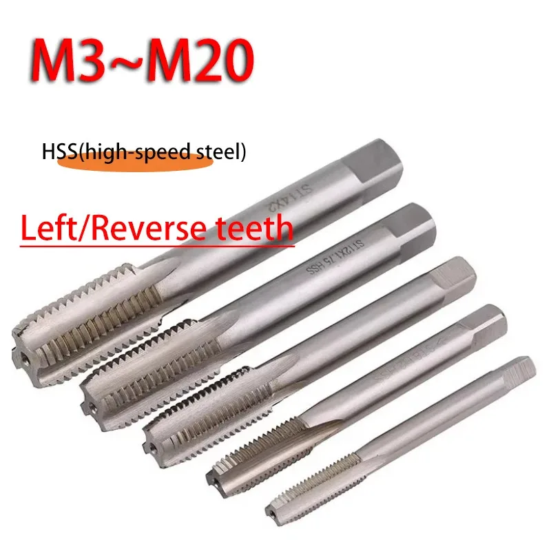 

1pcs Left Hand Metric Thread Tap HSS Screw Tap Drill Bit M3 M4 M5 M6 M8 M10 M12 M14 M16 M18 M20 Straight Shank Plug Taps