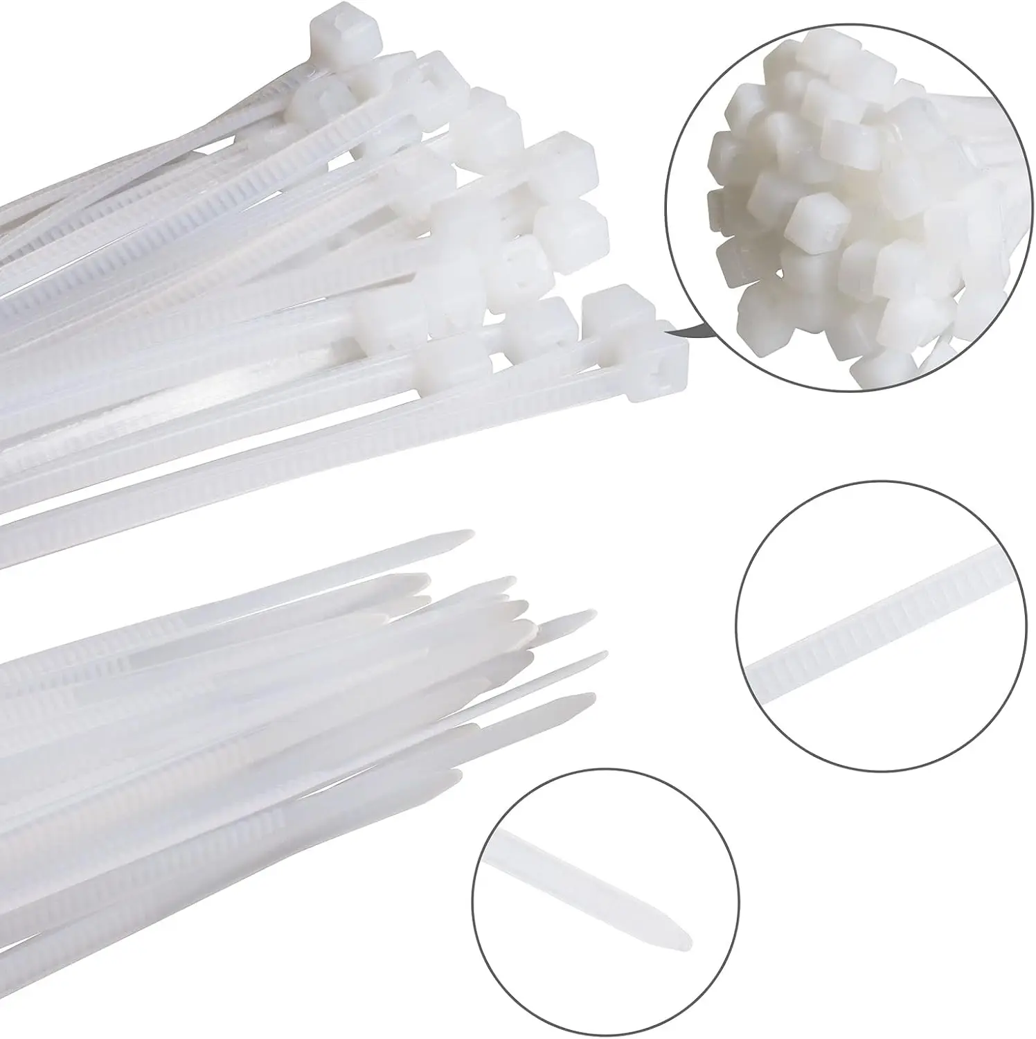 Small Zip Ties,White Zip Ties 4X150MM 500PCS, Nylon Cable Ties Self Locking Tie Straps, Heavy Duty clear zip ties, Tiny Cable