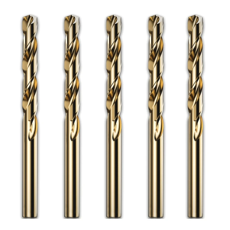 5Pcs 2/3/4/5/6/7/8/9/10mm M42 HSS Twist Drill Bit Set High Cobalt Drill Bit for Stainless Steel Wood Metal Drilling E65B