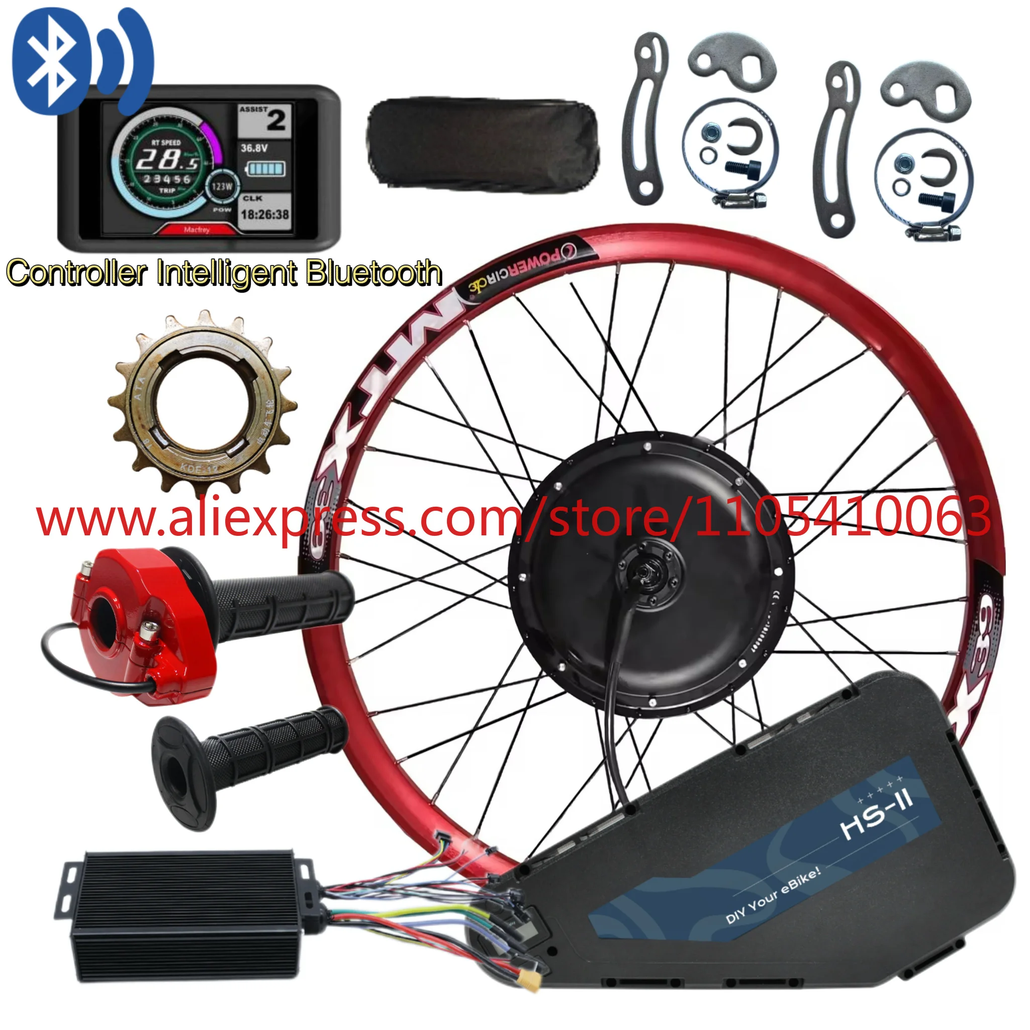 50mph 80km/h 60V 72V 2500W-3000W MTX E conversion kit with battery, optional HS II model 60V 20AH triangular lithium battery
