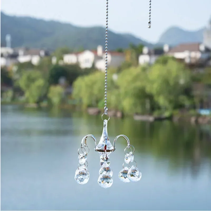 Crystals Suncatcher Hanging Ornament Faceted Ball Pendant Chandelier Parts Crystal Prism Home Wedding Xmas Decor Figurine Crafts