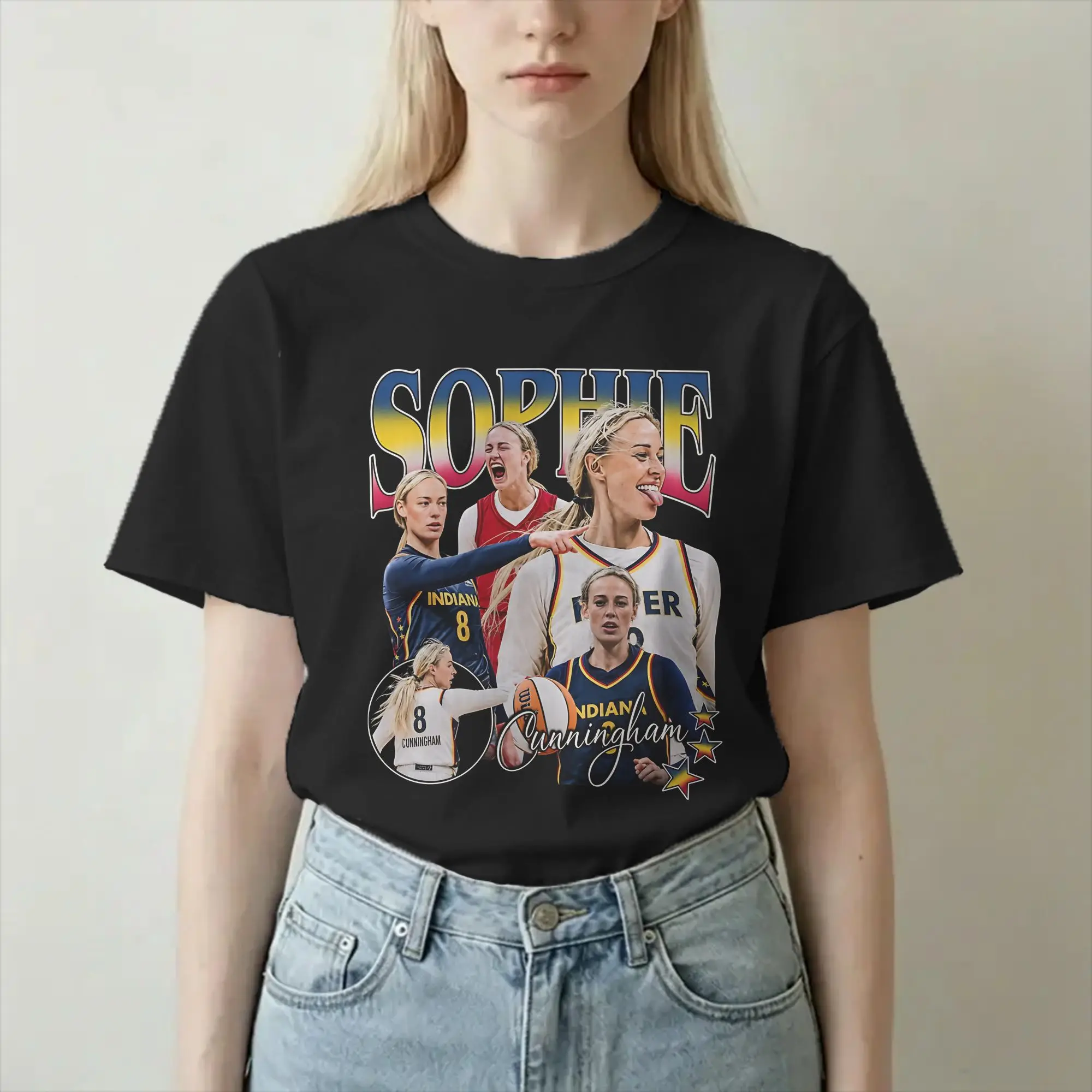Sophie Cunningham Men Women T Shirts Basketball Point God Funny Tees Short Sleeve Round Collar T-Shirts Cotton Adult Tops