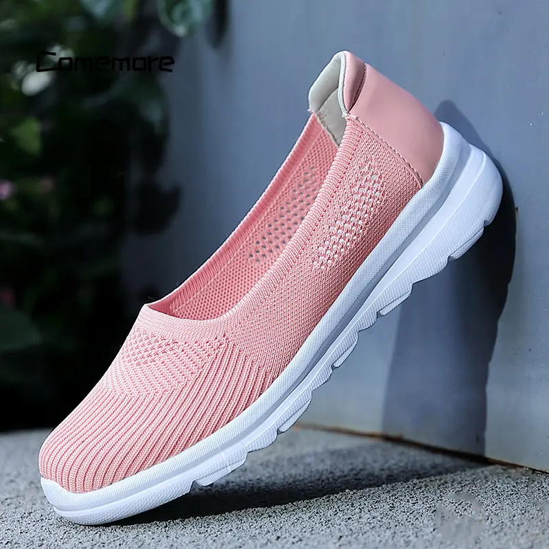 Comemore Breathable Women\'s Ballerinas Casual Flats Women Sneakers Tennis Loafers 42 2023 New Comfortable Summer Shoes for Women