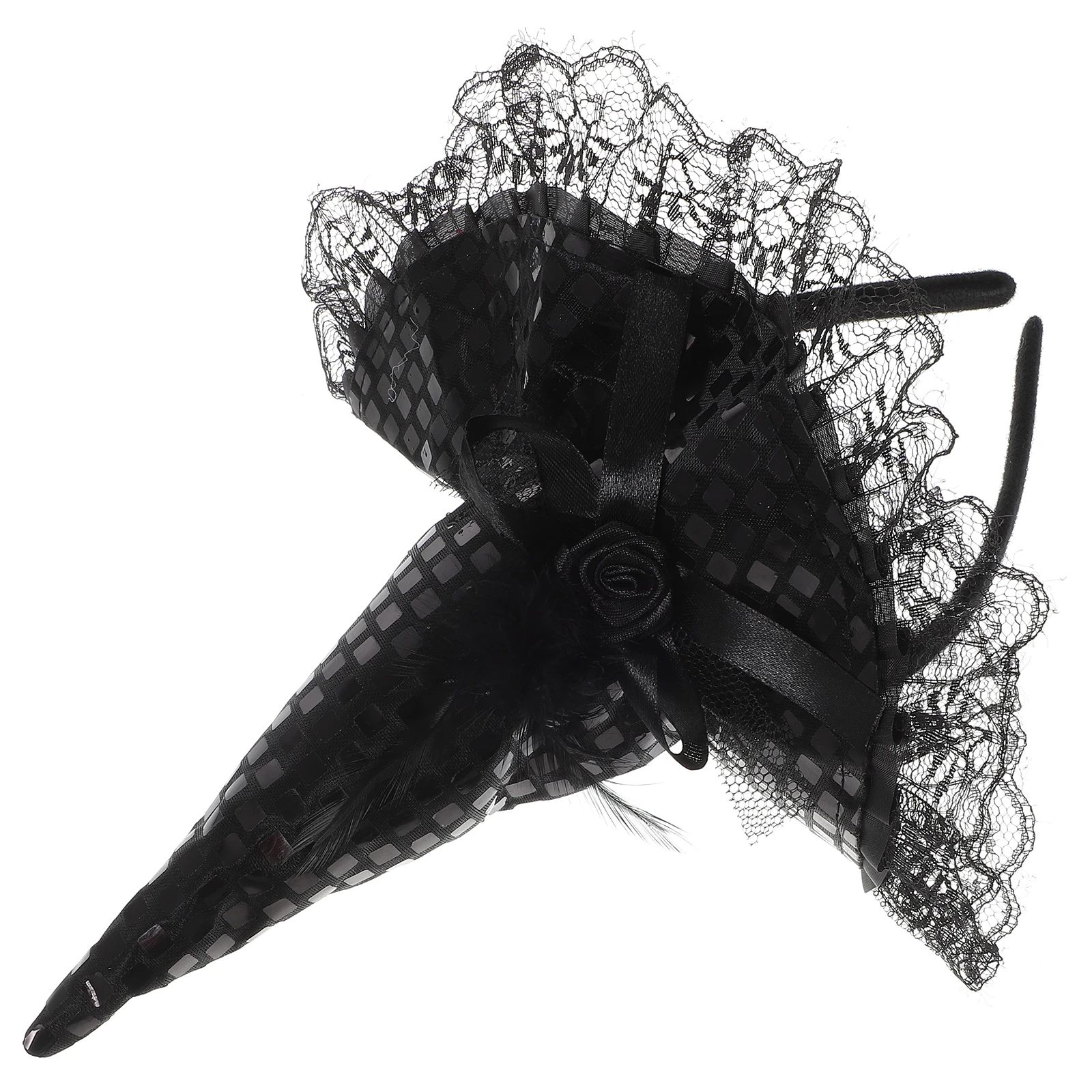 

Halloween Witch Hat Headband Costume Hair Band Party Accessory Eye-Catching Prop For Adults Black