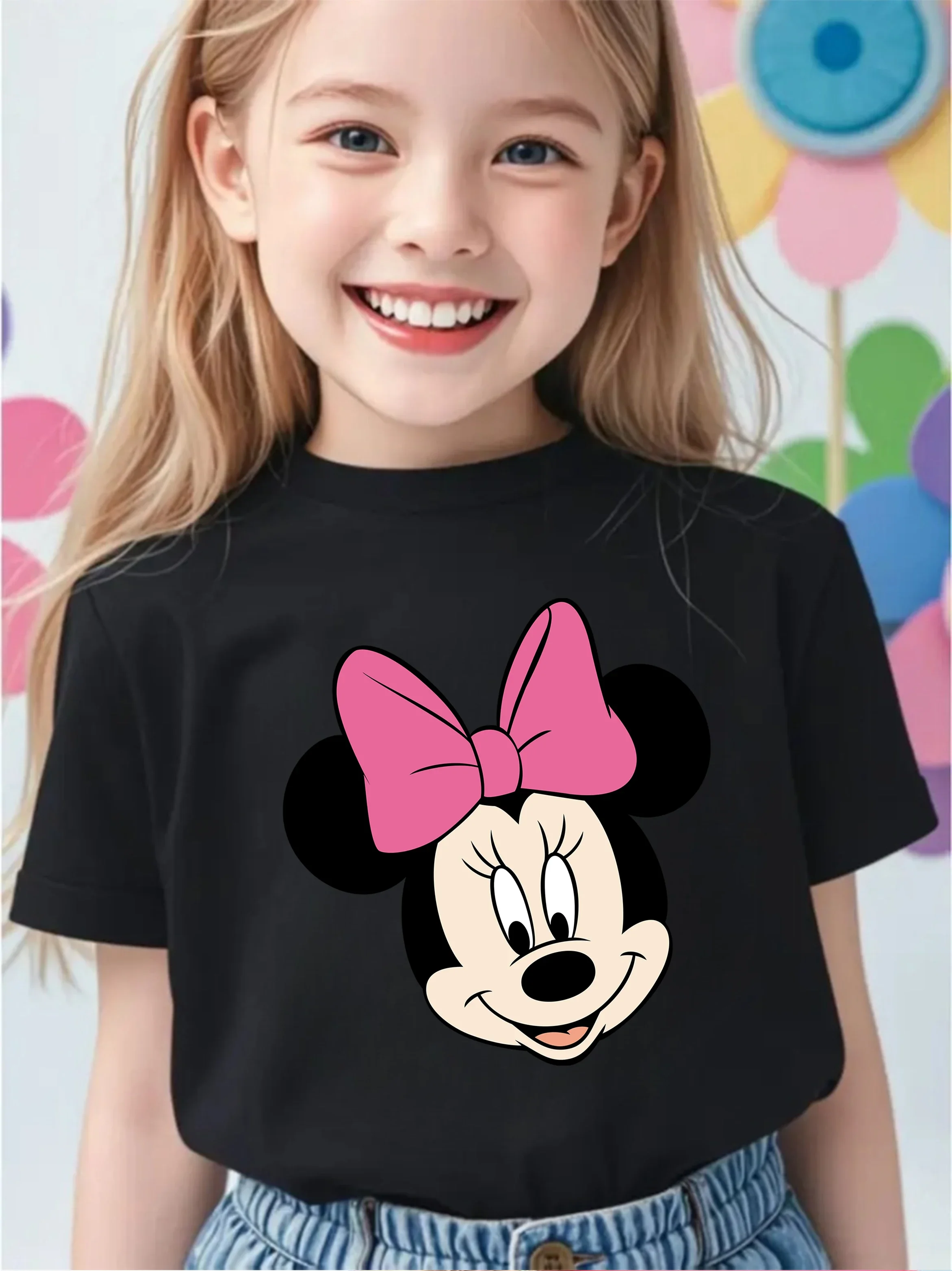 

Футболка с круглым вырезом Hot Street Mickey Mouse для детей от 3 до 14 лет, летняя милая футболка с милым мультяшным рисунком для мальчиков и девочек, модная повседневная детская одежда для улицы