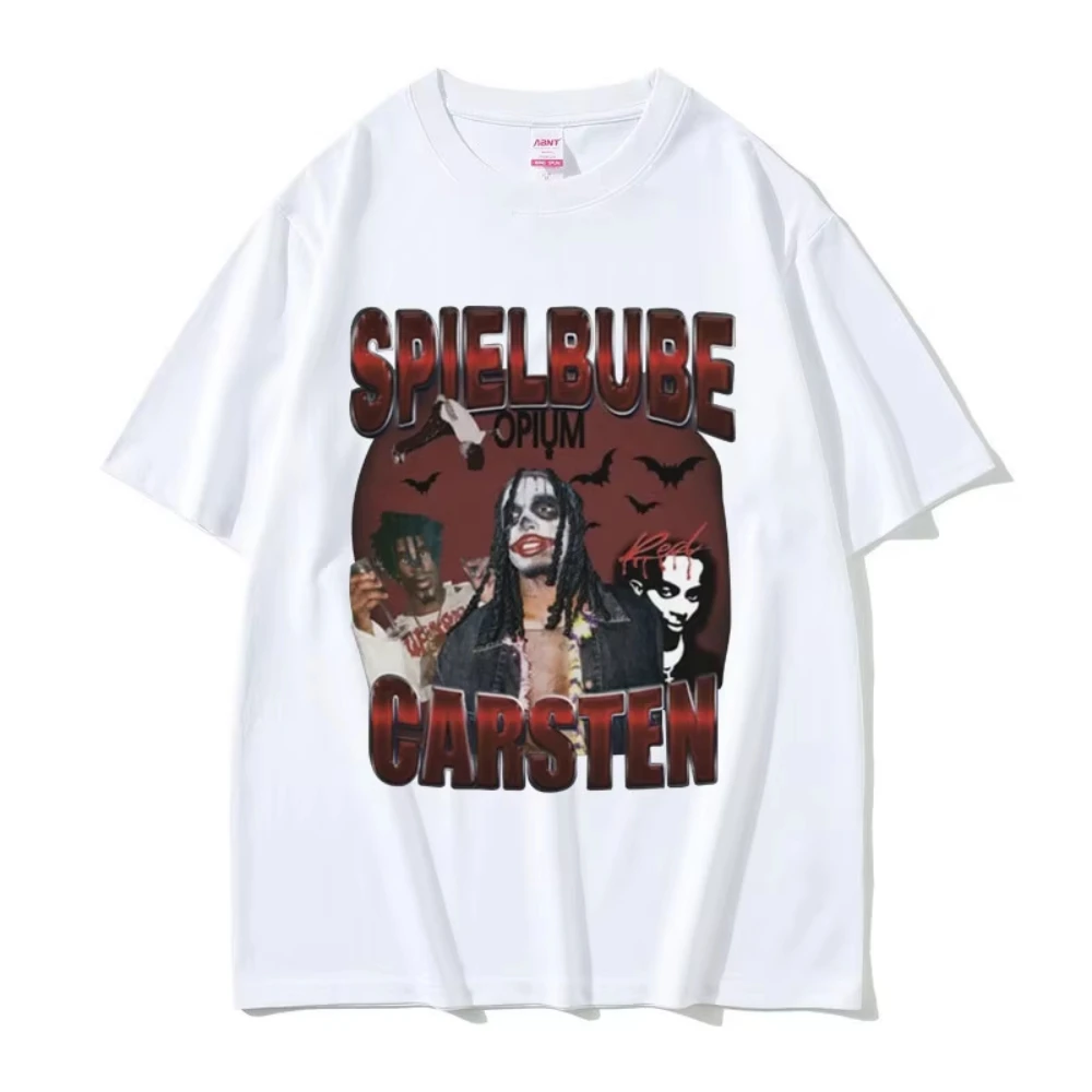 مغني الراب Playboi Carti Spiel Bube Carsten Opium الجرافيك تي شيرت كامل لوتا الأحمر تي شيرت مطبوع الرجال خمر الهيب هوب بلايز كبيرة الحجم