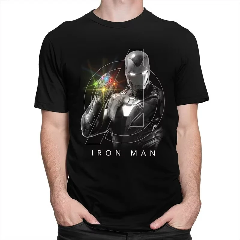 （Miniso）Iron Man Gauntlet Tshirts for Men Short Sleeve Casual T Shirt Cool T-shirts  Men Oversized T-shirt Men Clothing Tshirt