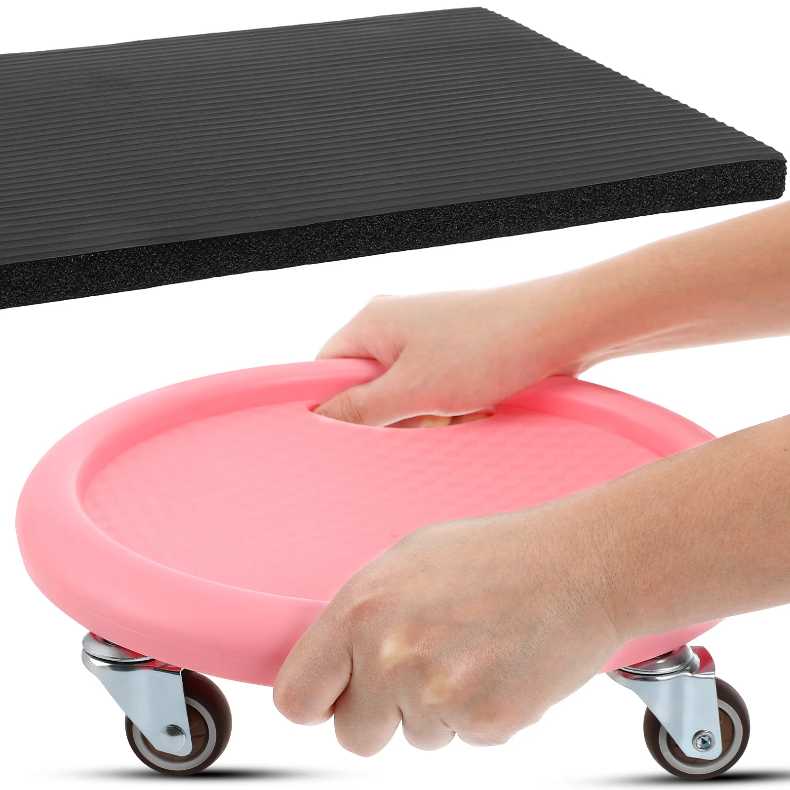 

Four-Wheeled Ab Roller Board Mat Quiet Non-Slip Abdominal Exercise Wheel Core Training Equipment Home Workout Machine