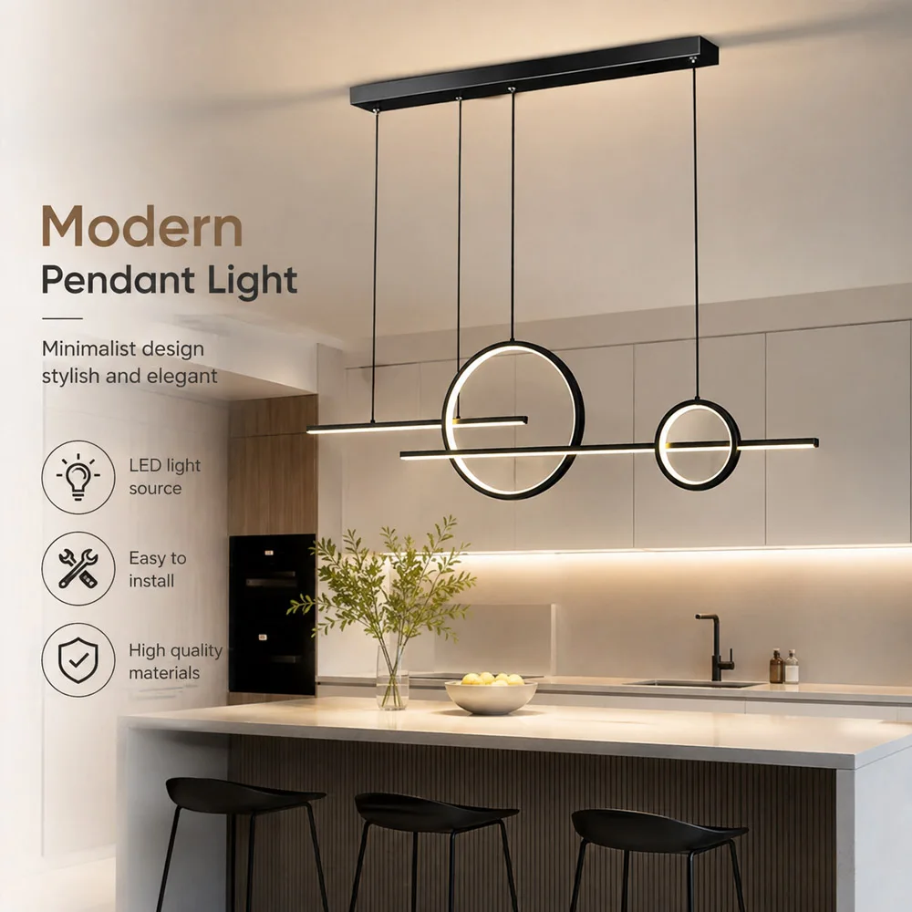 Modern Linear Pendant Light Dimmable LED Light For Dining Room Table Bar Coffice Interior Home Decorative Lighting