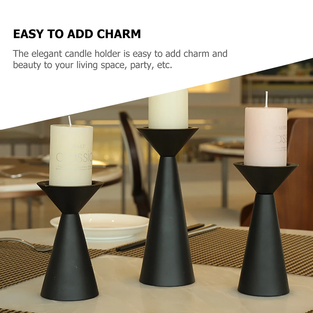 

3pcs Vintage Stand Retro Taper Holder Decorative Stand for Wedding Party Candlelight Dinner Desktop Iron Creative