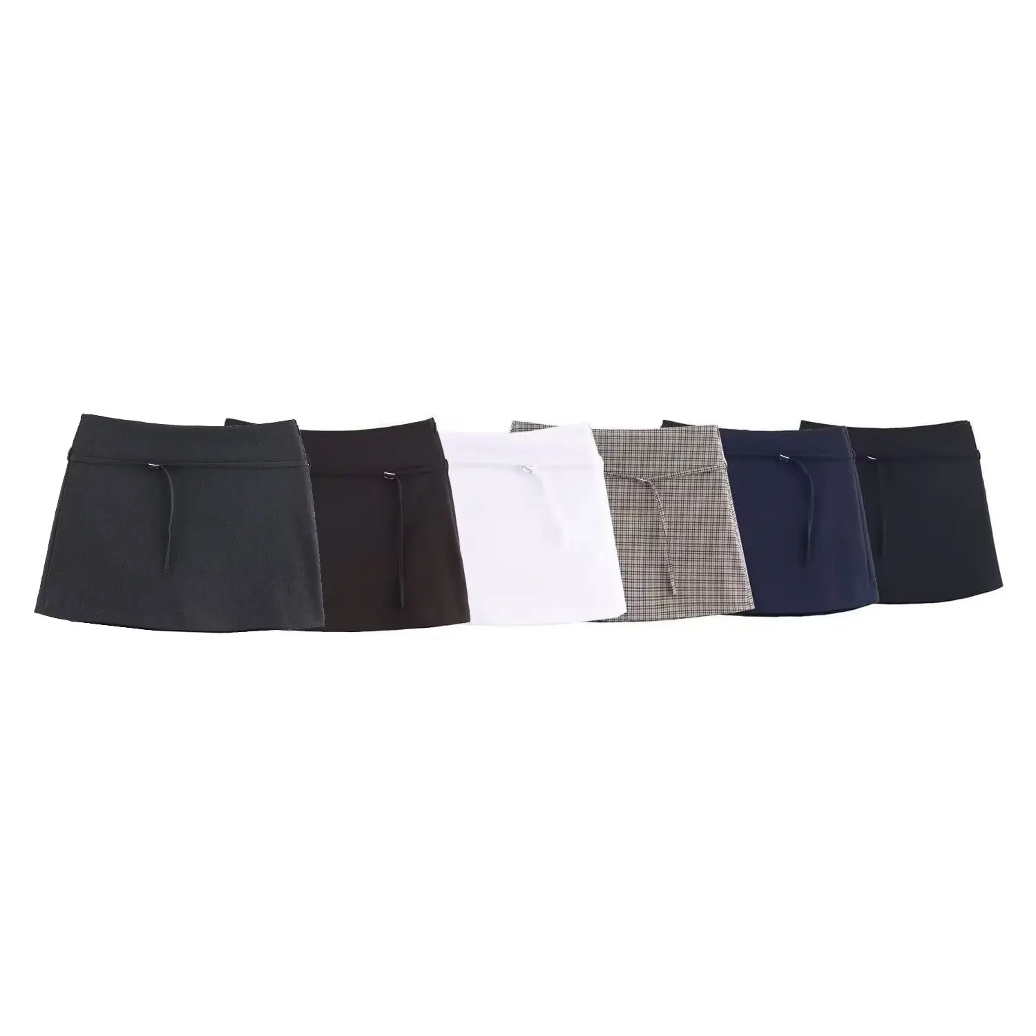 

Women's Fashion Solid Slim Mid Waist Skirt With Belt Adorn Female Autumn Winter Elegant Commuting A-Line Mini Skirt Streetwear