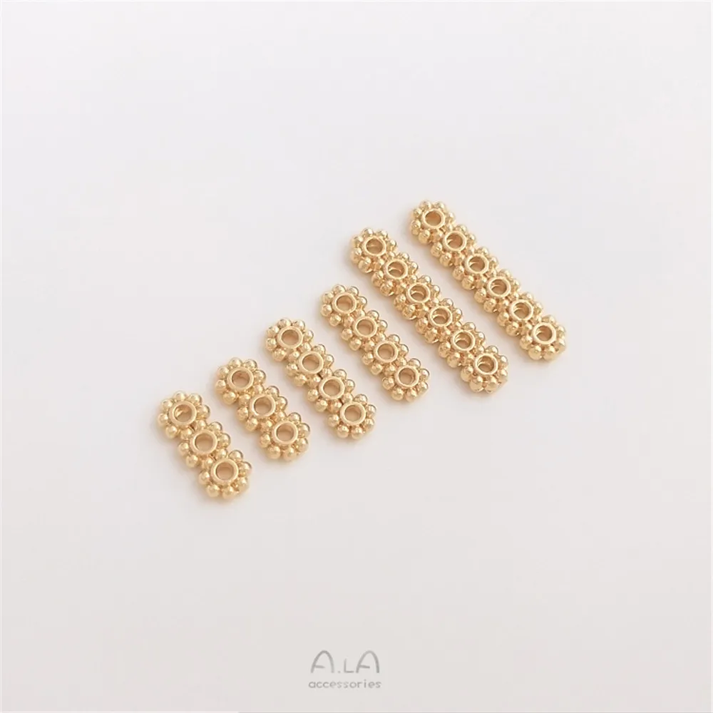 14K bag gold three rows four rows snowflake porous partition piece diy string crystal pearl bracelet string accessories