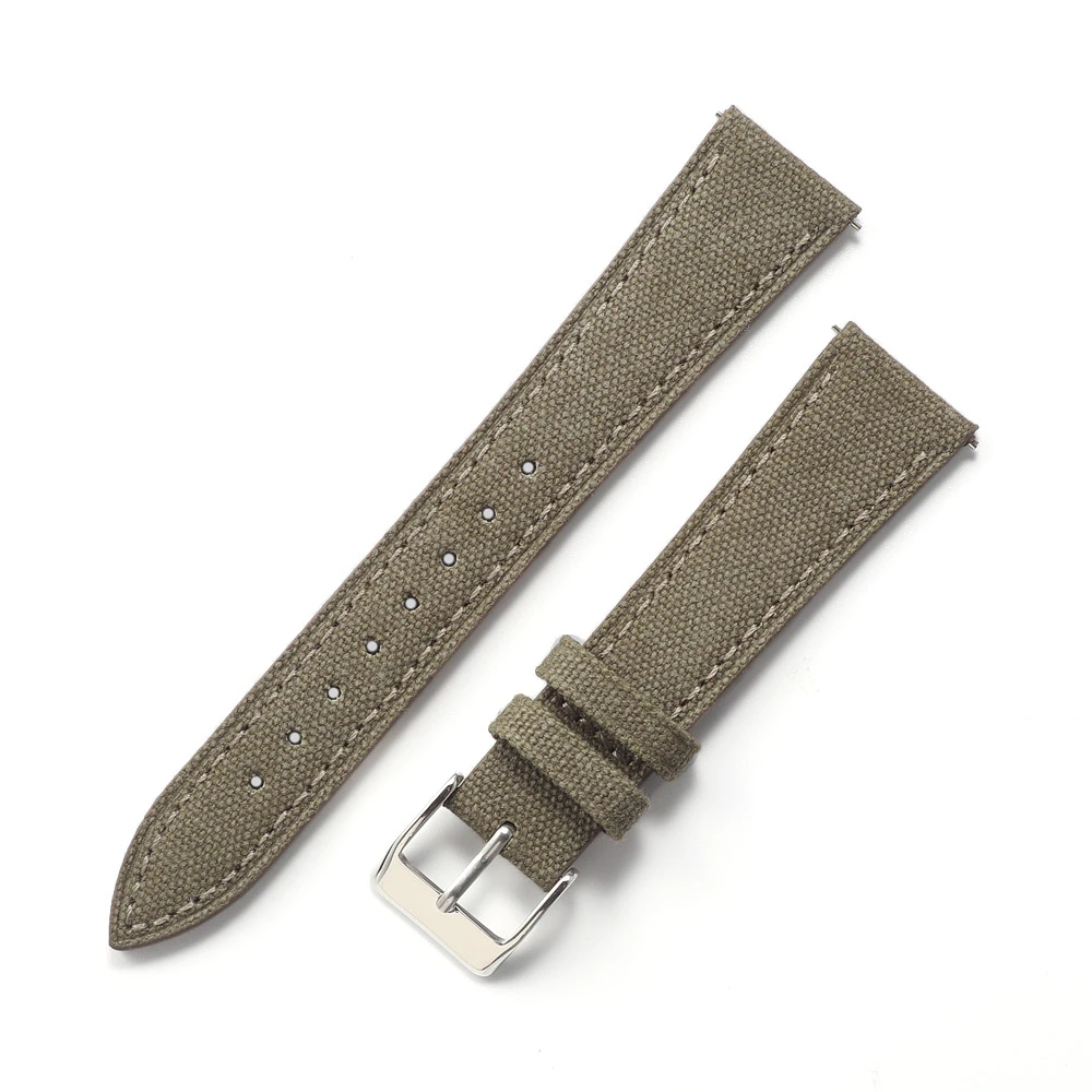 18mm 20mm 22mm Vintage Segeltuch-Uhrenarmband Stoff-Leder-Armband Retro Canvas Schnellverschluss-Uhrenarmband für Herren – Detail 7