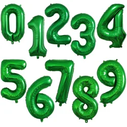 デジタル数字の風船,32インチ,緑,0123456789個,大人と子供のための誕生日パーティーの装飾用品