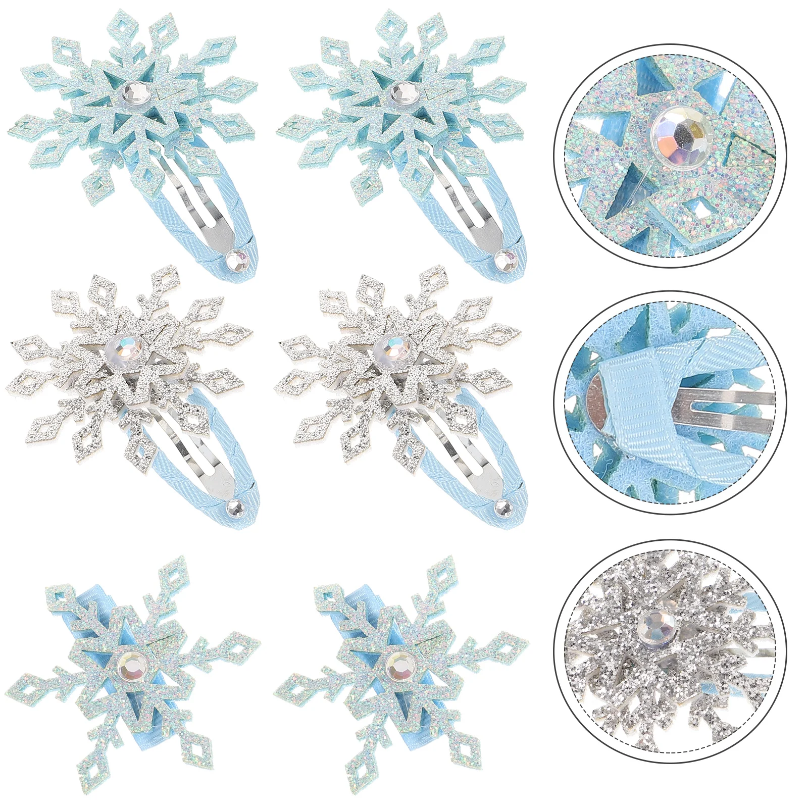 

6 Pcs Children's Hairpins Clip for Cute Look Girl Clips Accessories Korean Version Snowflake Fabric