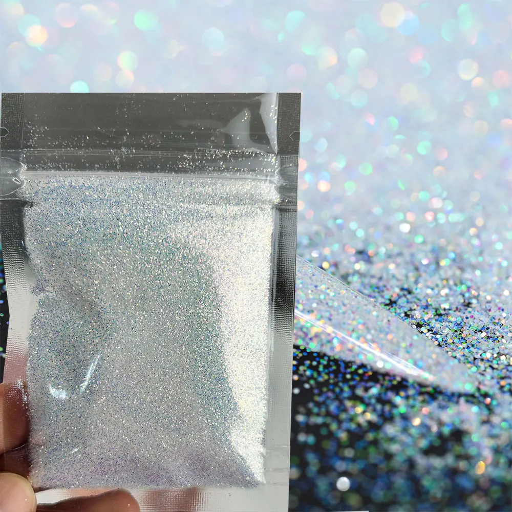 10g/bag 0.2mm Shimmer White Rainbow Nail Powder Shining Sugar for Nail Art Diy Nail Glitter Iridescent Nail Diamond Dust  %2024