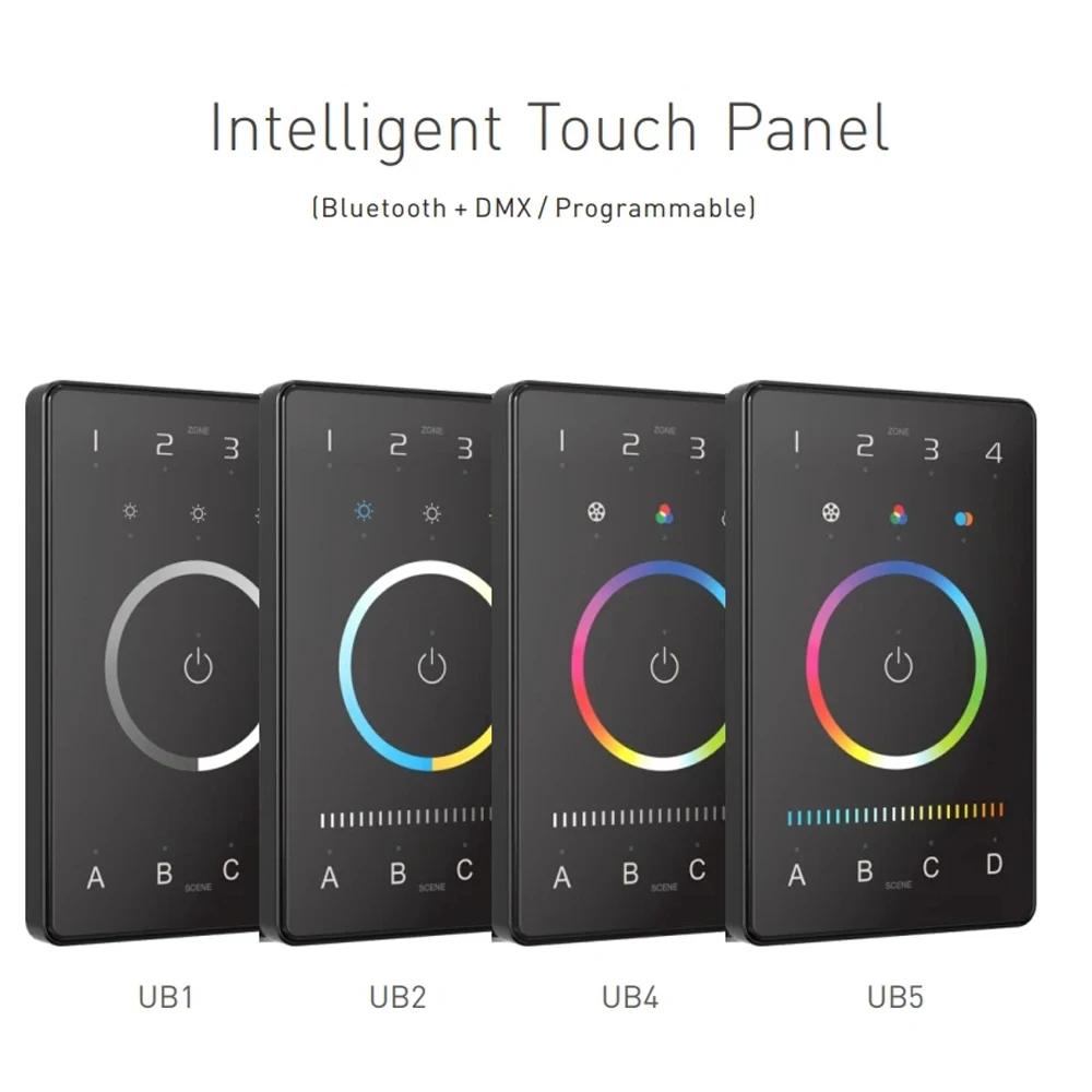 LTECH New Intelligent Touch Panel UB1 Dim UB2 CT Tunable White UB4 RGBW UB5 RGBWY(Bluetooth+DMX/Programmable) DC12-24V DMX512