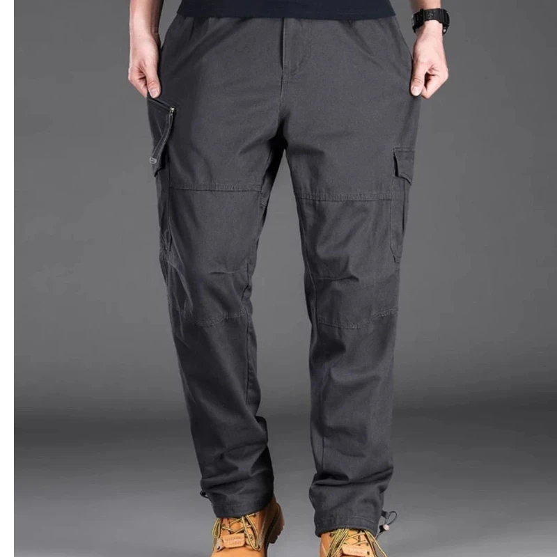 

Весенние и осенние брюки с несколькими карманами, повседневные мужские повседневные брюки, уличные прямые свободные комбинезоны из чистого хлопка