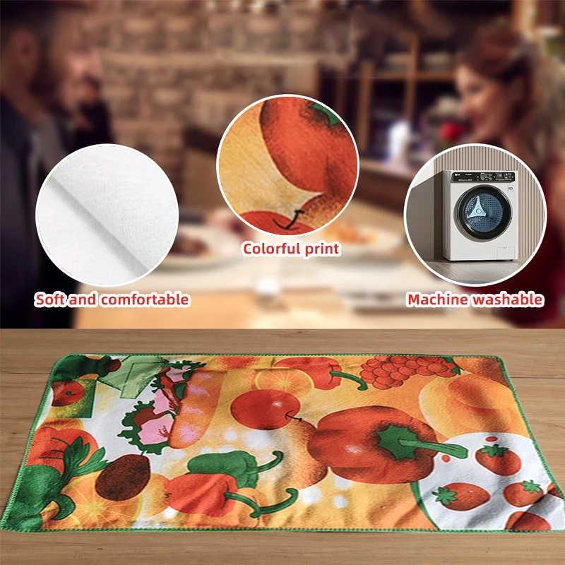 Home Collection Kitchen Towels Food Pumpkin Tea Towels Green Fruit Home Soft Absorbent Kitchen Decoration Towels