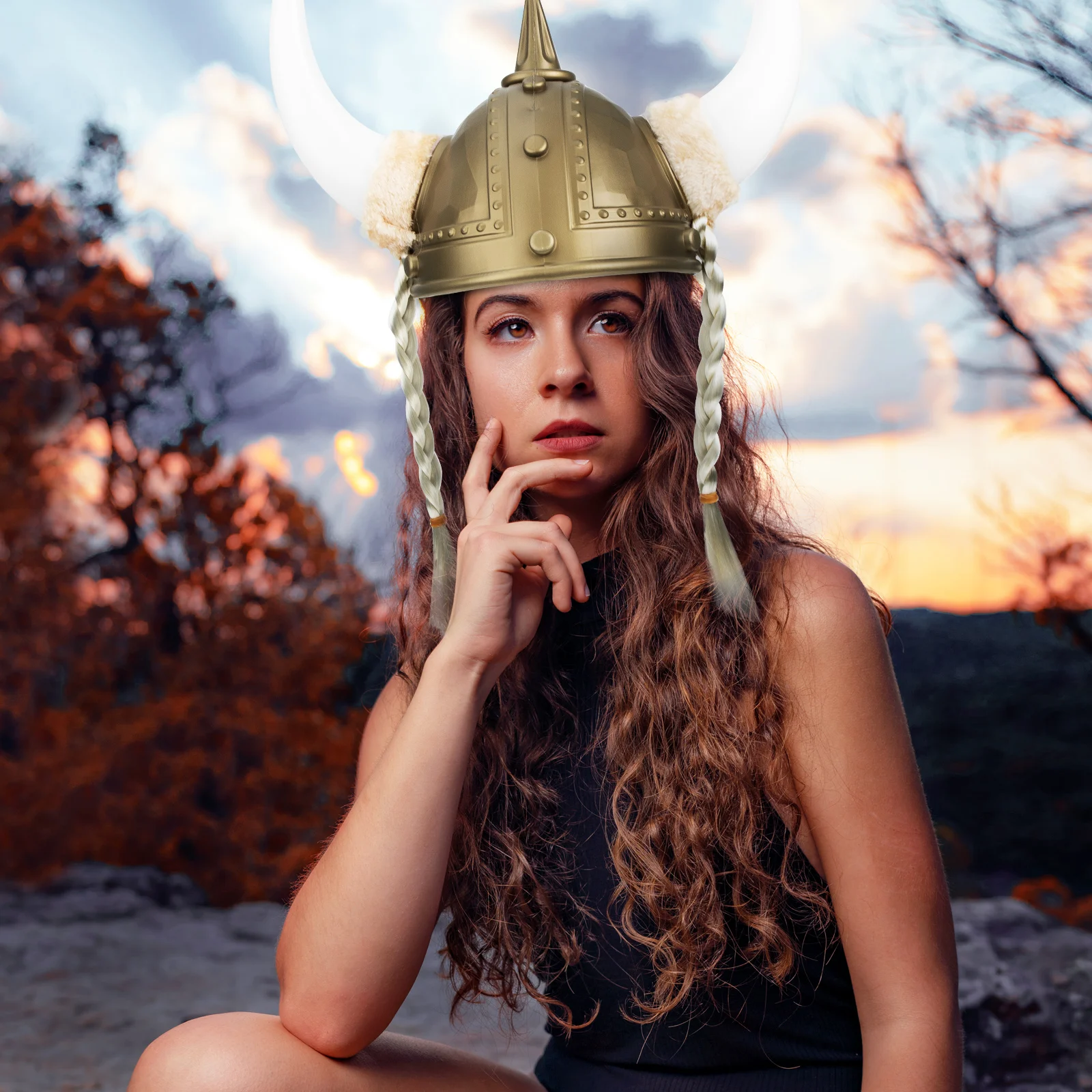 

1Pcs Viking Horn Hat Costume Headwear Ox Horn Prop for Parties and Role Play