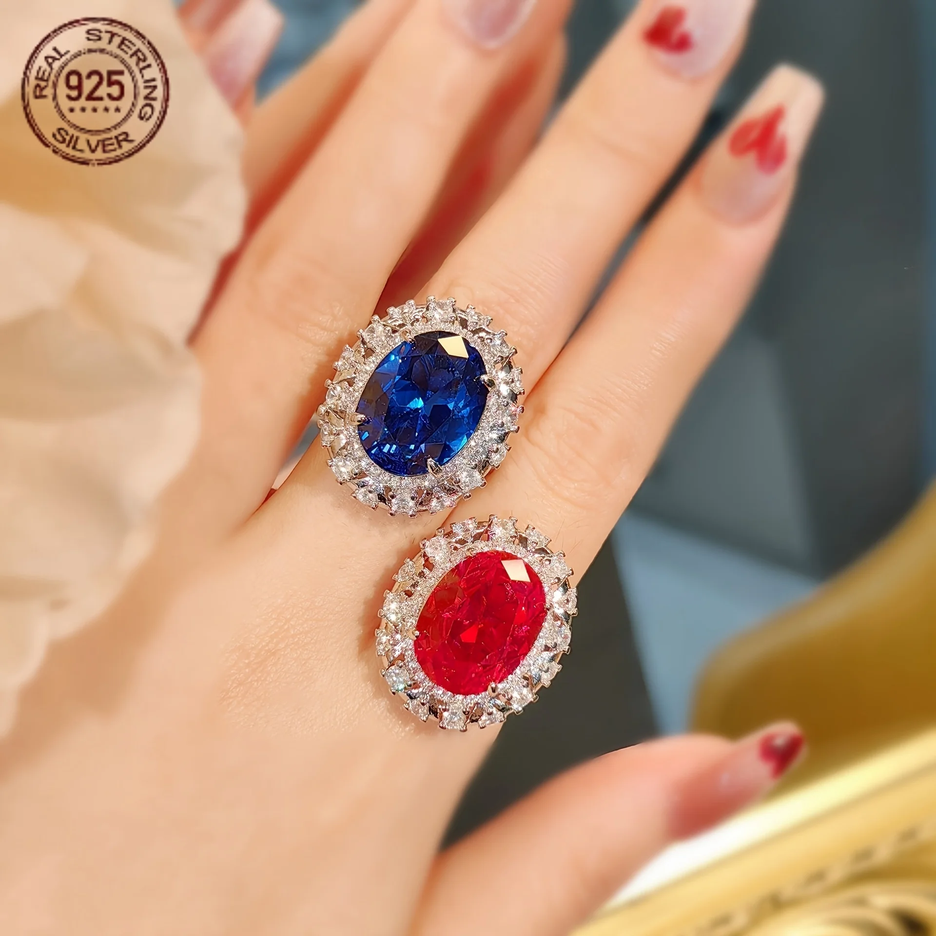 خاتم دائري 3.5 قيراط مكون من الياقوت الأحمر 925 من الفضة الإسترليني للنساء والأحجار الكريمة والمجوهرات اليومية هدية عيد الحب