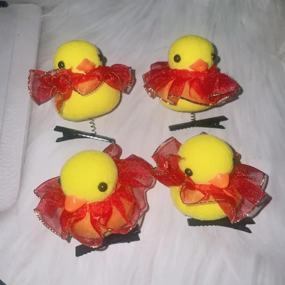 Cute Flower Duck Hair Clips Plush Cap Chicken Side Barrettes Animal Crown Cartoon Duckbill Clips Kids/Children