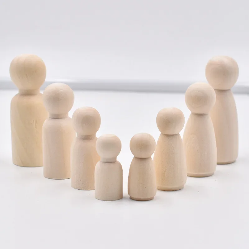 Wooden Dolls Natural Unfinished Wooden Doll Bodies People Shapes DIY Crafts Home Nursery Decoration Women Men Wooden Peg Dolls