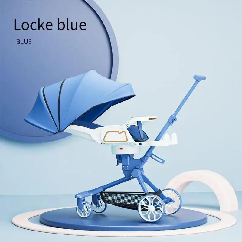 Four-wheeled Stroller Lightweight High Landscape Foldable Newborn Stroller Two-way Swivel Seat Shock Absorption Baby Stroller