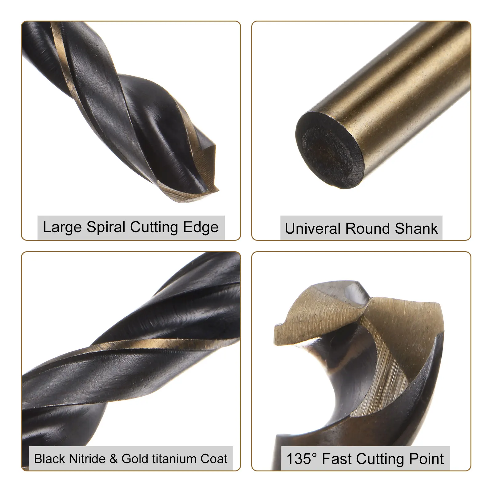 6pcs Jobber Drill Bits 3/4/5/6/7/8/9/10/11/12/13mm HSS Split Point Twist Drill Bits Black for Stainless Steel Metal Plastic Wood