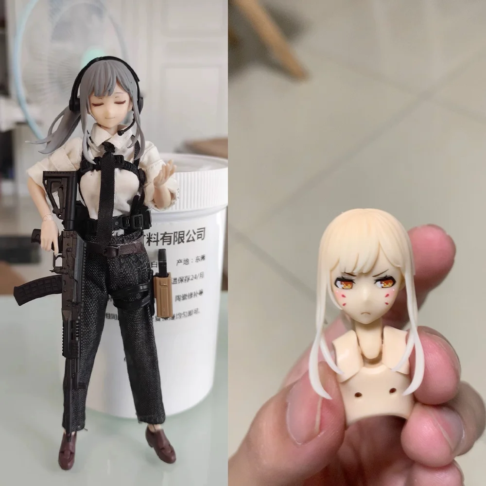 اليدوية 1/12 مقياس فتاة المواجهة AK12 تصفيفة الشعر ثلاثية الأبعاد المطبوعة تعديل أجزاء ل 6in البدلة المتنقلة فتاة عمل نموذج لجسم #1