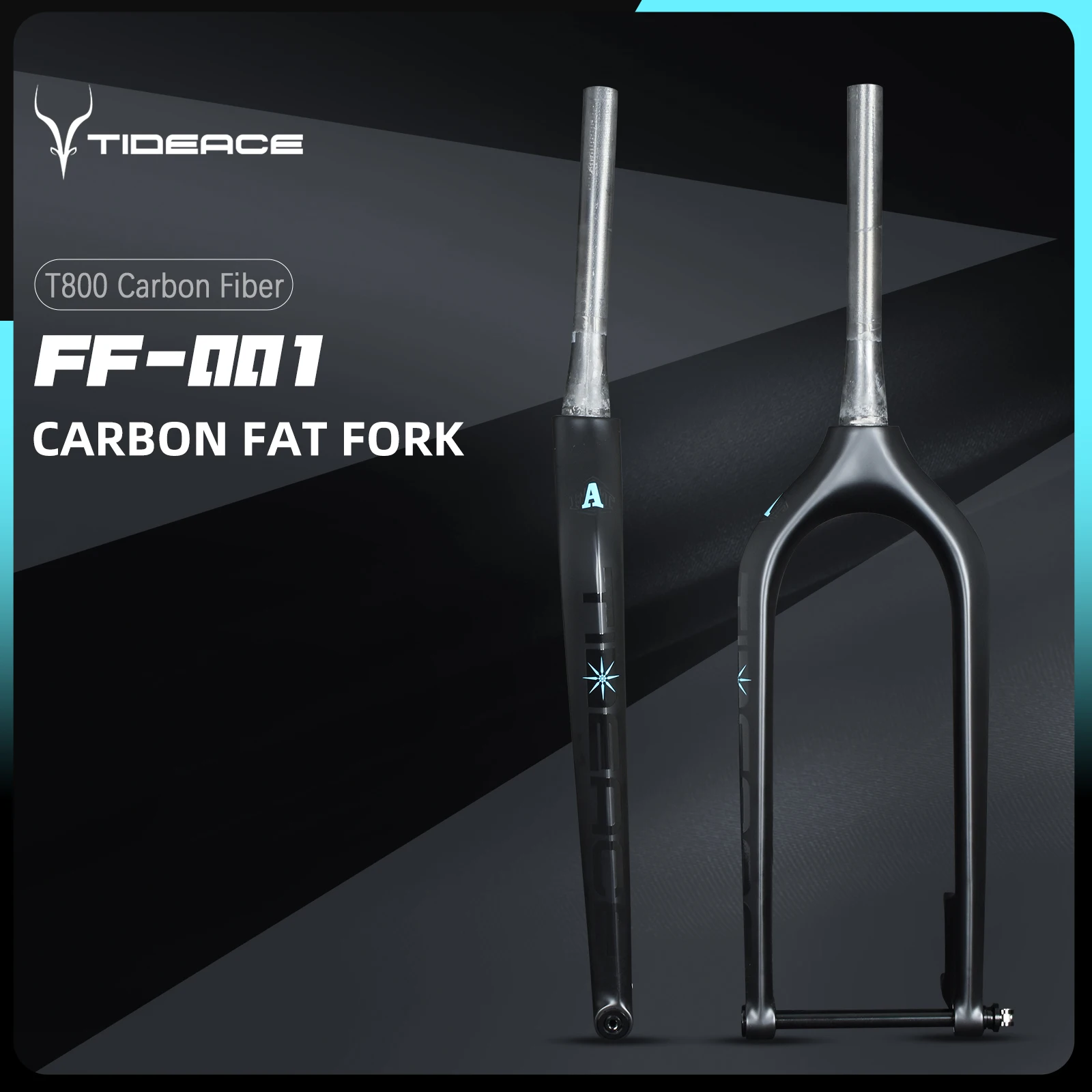 Tideace Full Carbon Fiber Snow Bike Fork,26er Disc Brake, Fat Bike Fork, Bicycle Max Tires 26er*5.0, 150*15 Axle