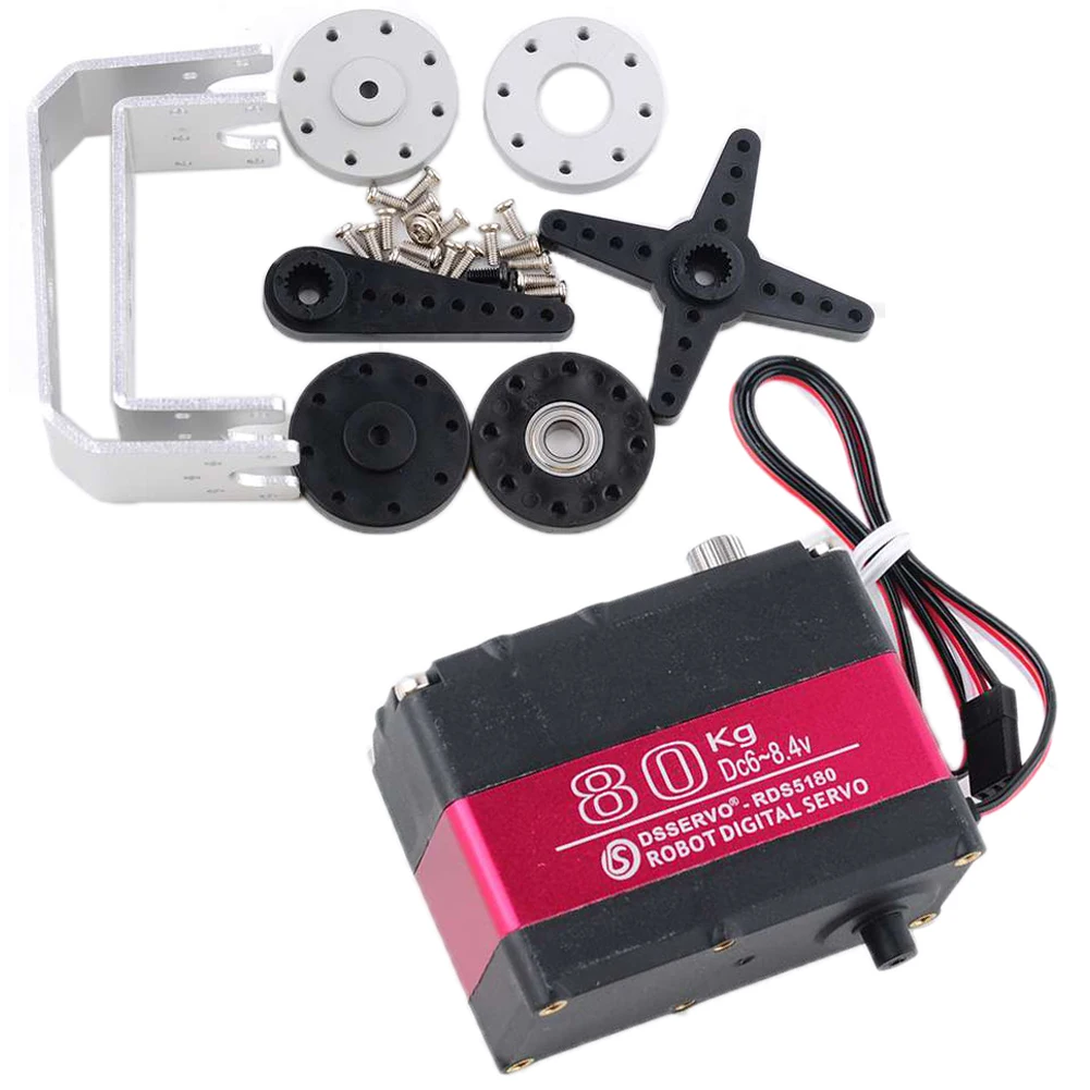 4 Set RDS5180 80KG Servo robotico digitale in metallo 180/270 gradi 7.4V Servomotore RC IP66 a doppio albero per auto con braccio robot Dsservo