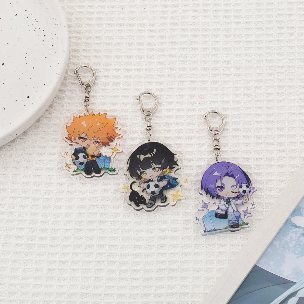 2pcs Isagi Yoichi Football Boy Double-sided Printed Keychain Bachira Meguru Published Personalization Anime Figure Pendant