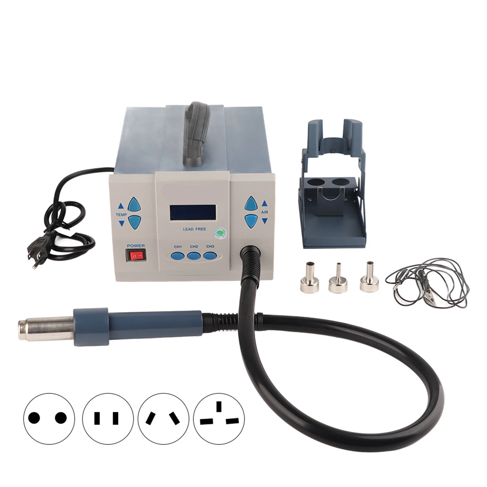 861DX 1200 واط SMD مسدس هواء ساخن رقمي LCD محطة إعادة العمل ديسولديرينغ 3 قناة الذاكرة مسدس هواء ساخن محطة إعادة العمل محطة لحام