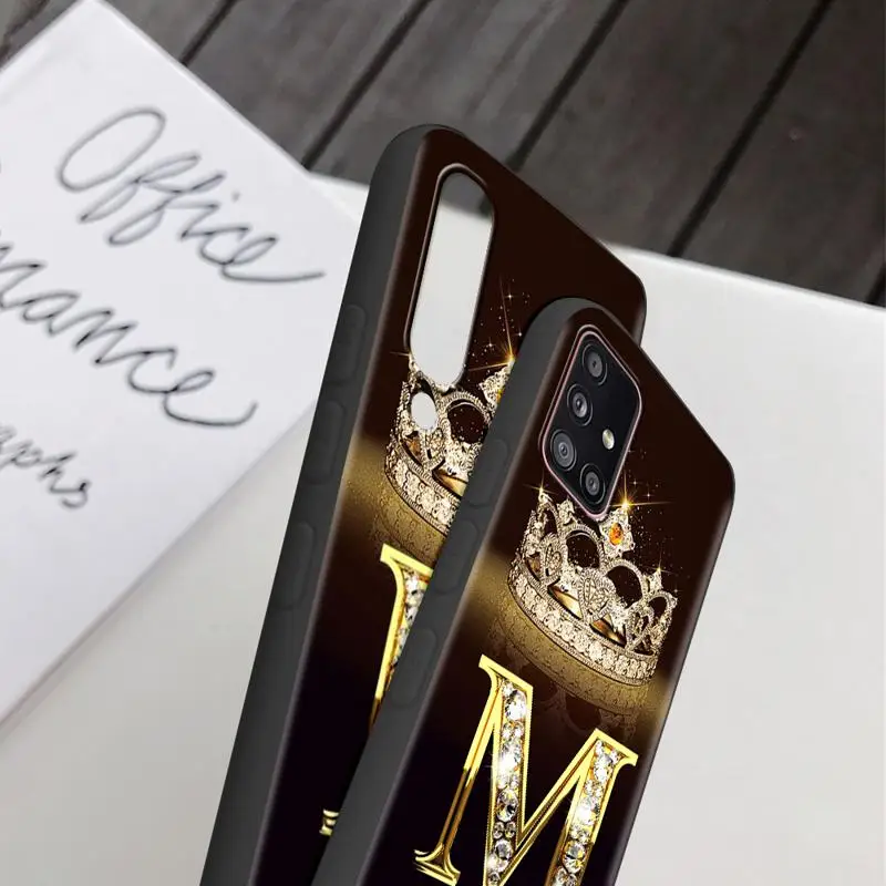 Letter Monogram Gold Marble Case For Samsung Galaxy A54 A52 A14 5G A53 A12 A13 A71 A23 A34 A33 A21s Phone Cover