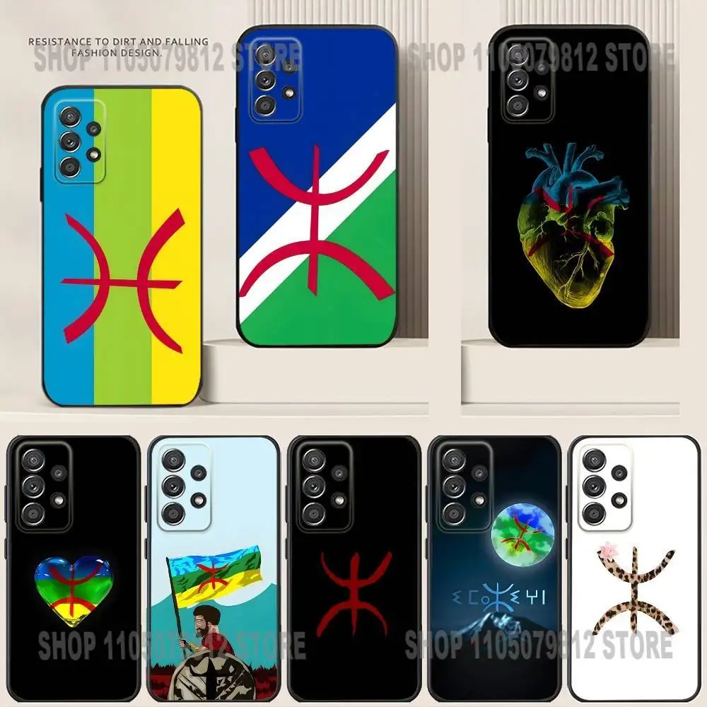 

Amazigh Berber Flag Phone Case For Samsung S24,21,22,23,30,Ultra,20,Plus,Note,10,9,Black soft silicone case