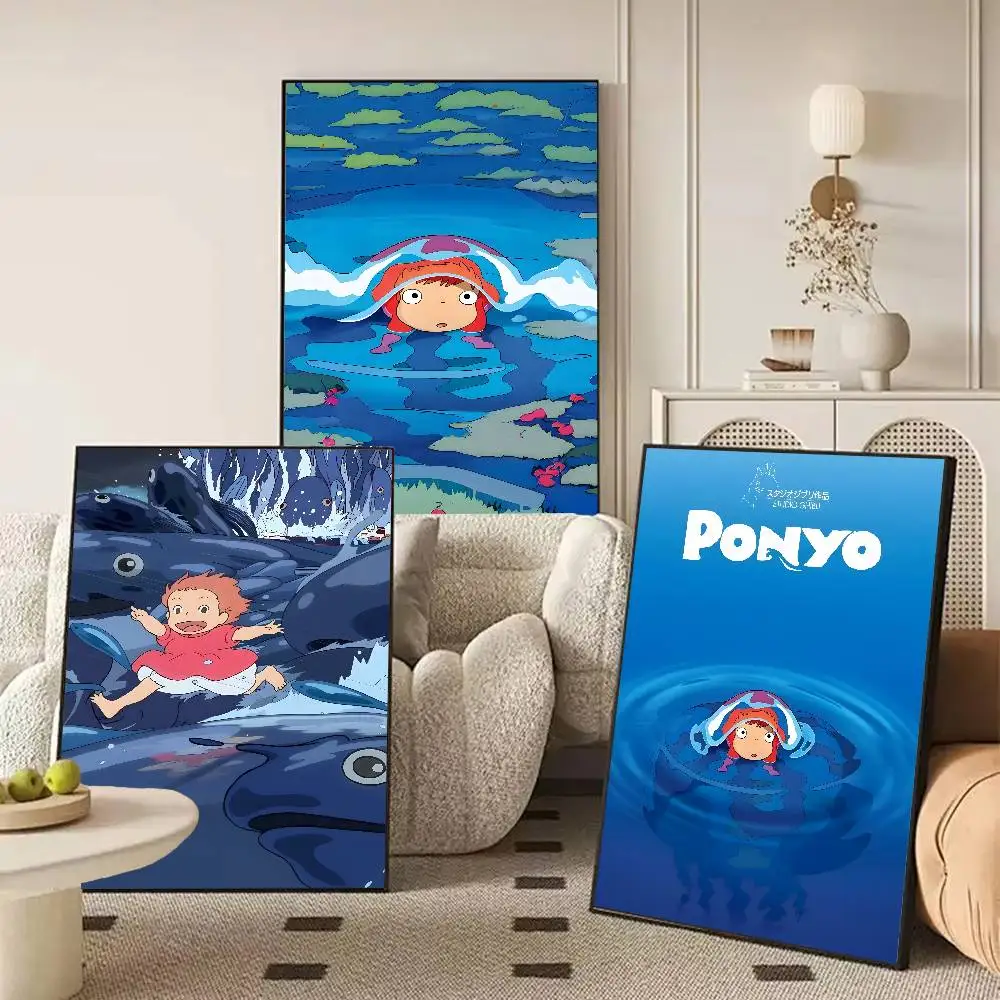 Japanese Anime P-Ponyo Figure Movie Poster Art With Prints Home Bedroom Living Room Decoration Gift