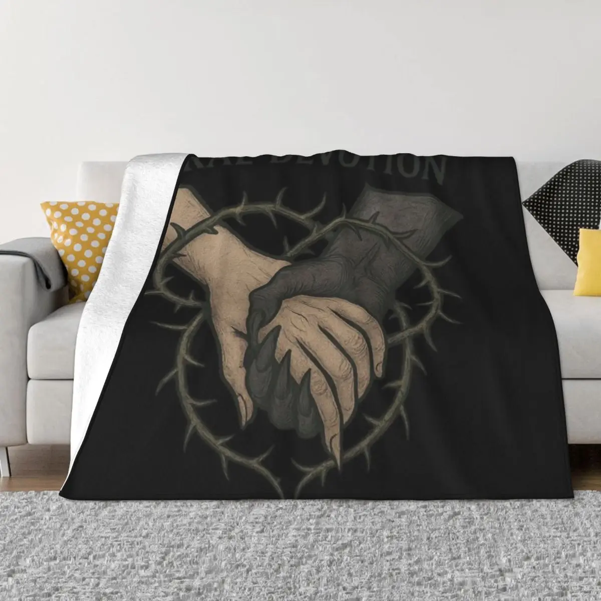 Couverture en micro polaire ultra-douce personnalisée Feral Devotion Gothic Thorn Heart pour fêtes