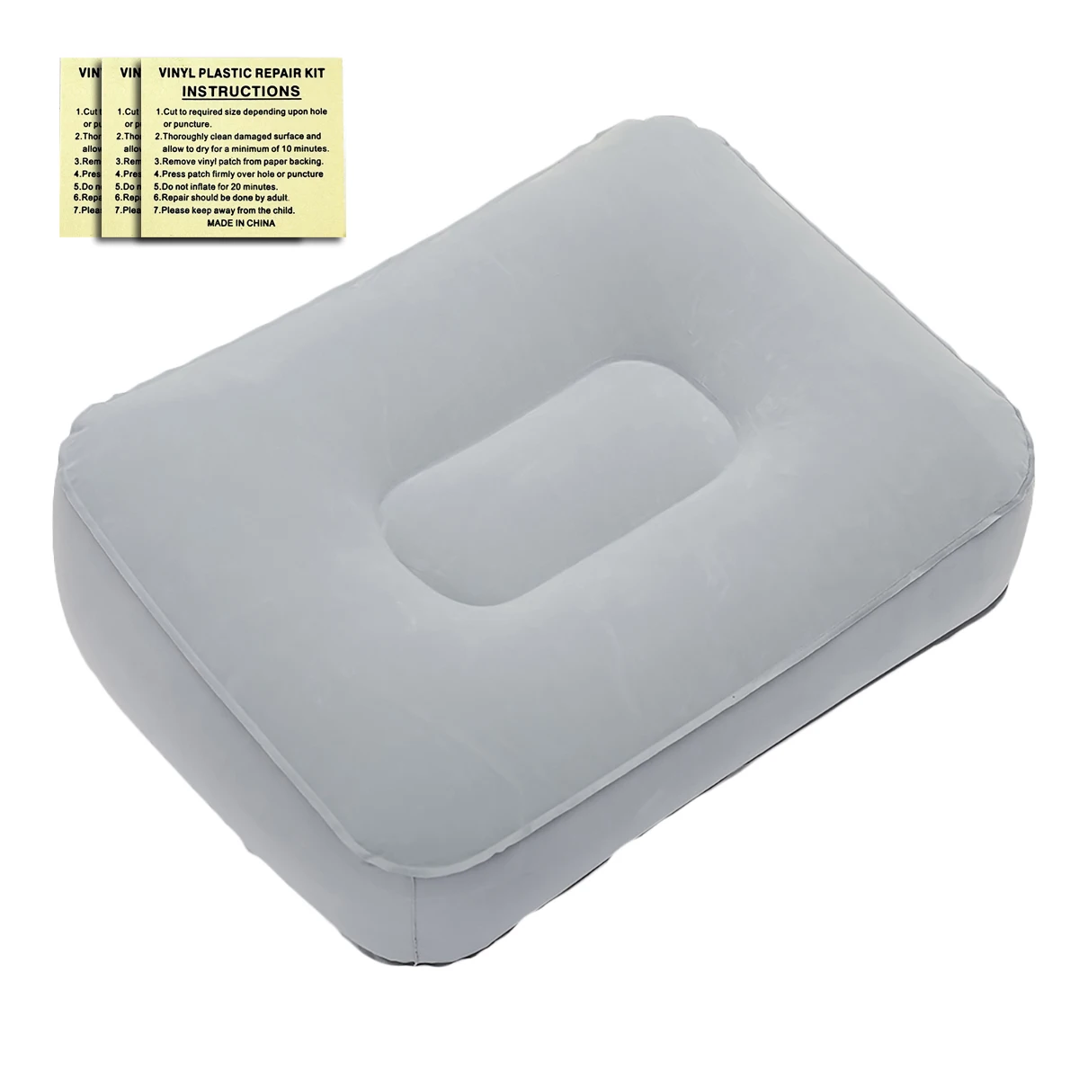 Square slope inflatable footrest,gray multifunctional cushion,matched with leak repair patch,suitable for cars,homes,outdoor