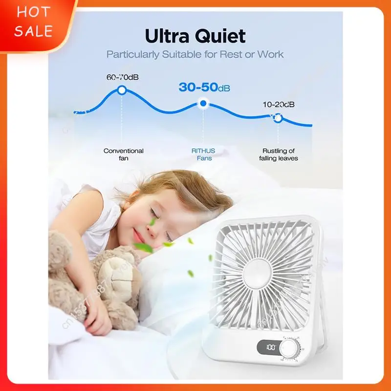 ポータブル充電式ファン 2 個パック – ミニバッテリー駆動のパーソナルファン、調整可能な 100 スピード風、静音動作デスクトップ A62X