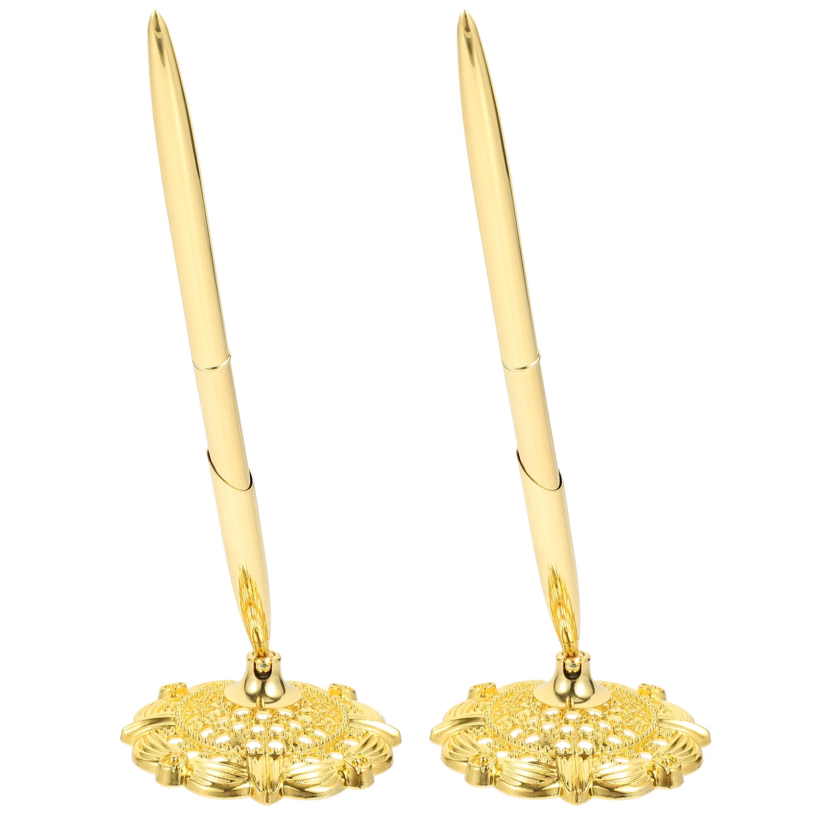 

2 Pcs Book Signing Stand Desktop Pen with Holder Decorative Ballpoint Writing Bride Pens