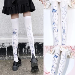 Neue Lolita Strümpfe Frauen Weiß 3D Druck Sekundäre Yuan Kawaii Süße Harajuku Knie-Hohe Strümpfe Mädchen JK Strümpfe Cosplay