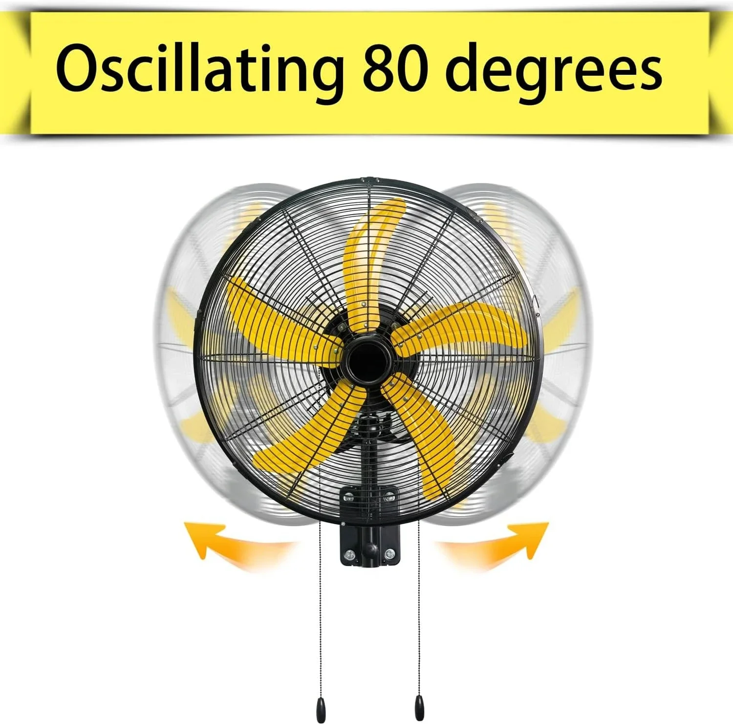 

20" Oscillating Wall Fan, 4800 CFM High Velocity Industrial Wall Heavy Duty Shop Fans with 3 Speed Settings 80° Oscillation