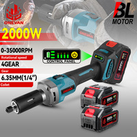 Brushless 2000W 35000RPM Electric Die Grinder Cordless 6mm 4Gear Variable Rotary Tool Grinding Machine For 21V 18V Battery