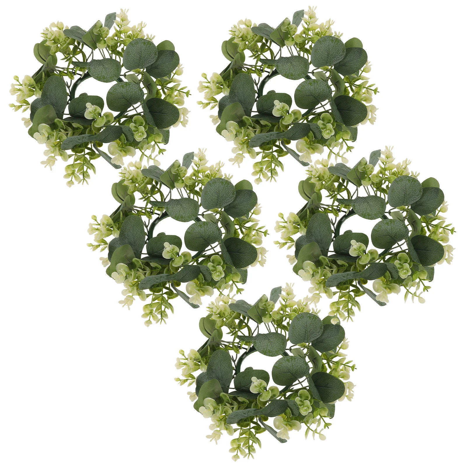

5Pcs Mini Artificial Eucalyptus Wreath Faux Greenery Rings Spring Door Decor Wedding Table Centerpiece Summer