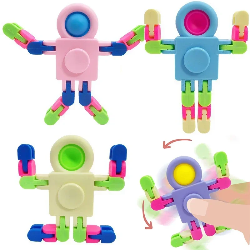 Nuevo Robot espacial, juguetes antiestrés, juguete giratorio de cadena para niños, burbuja de empuje, estrés, Spinner de mano para niños, cadena antiestrés, regalos giratorios